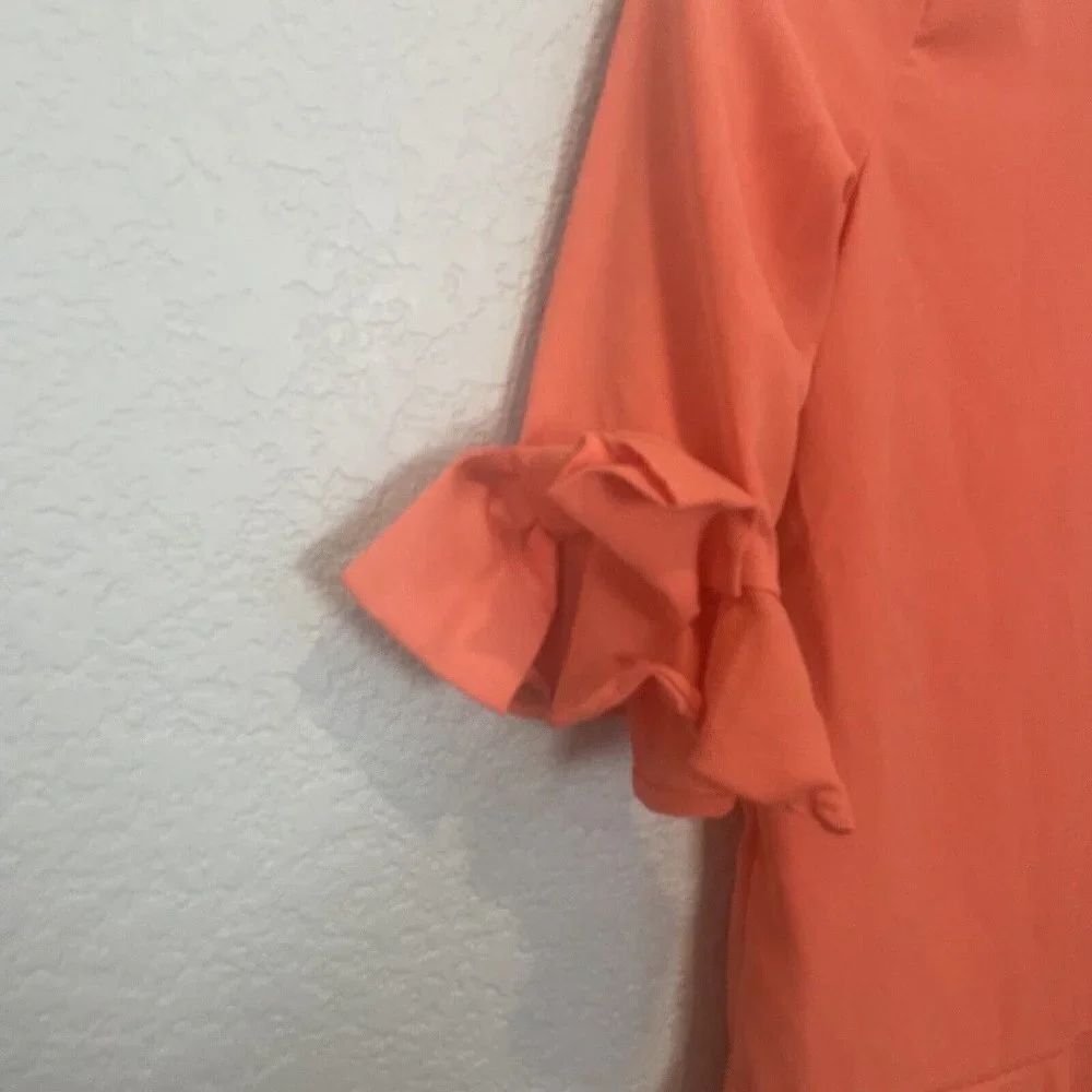 Gymboree Dress Girls Size 7 Orange Ruffle Sleeves Easter Drop Waist Rayon Spring